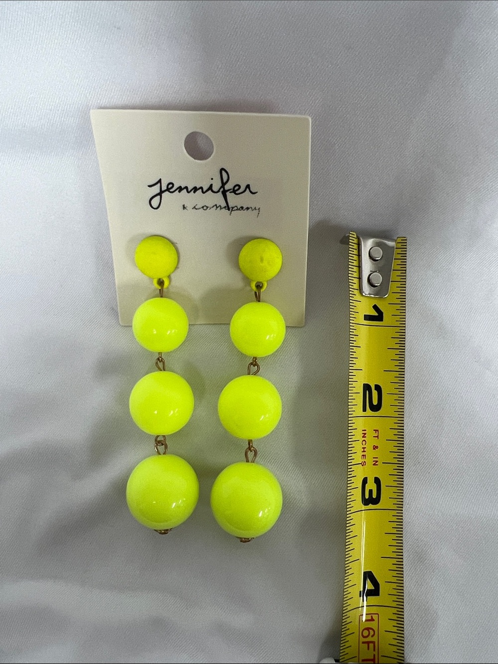 Jennifer Lopez Neon Lime Triple Drop Earrings - Picture 2 of 3